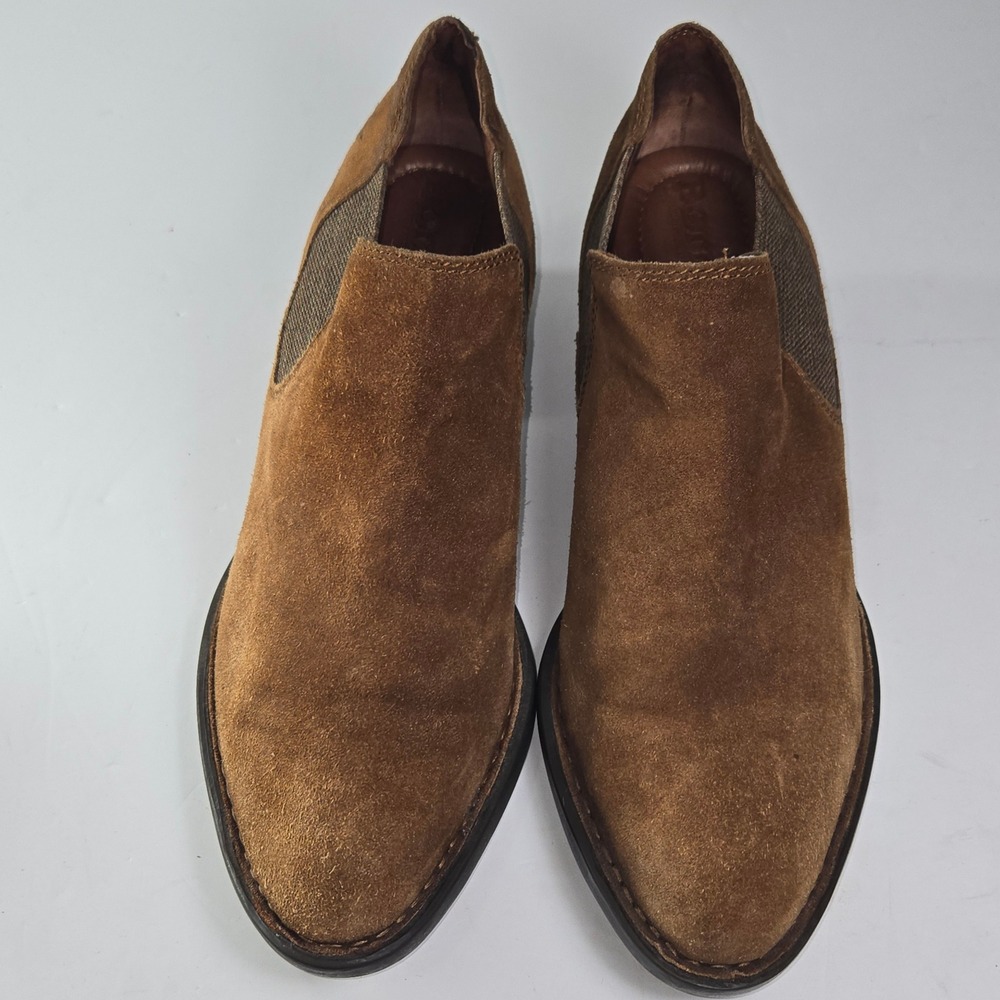 Born Brown Suede Pointed Toe Chelsea Booties Block Heel Ankle Boots Women US 8 - Picture 2 of 9